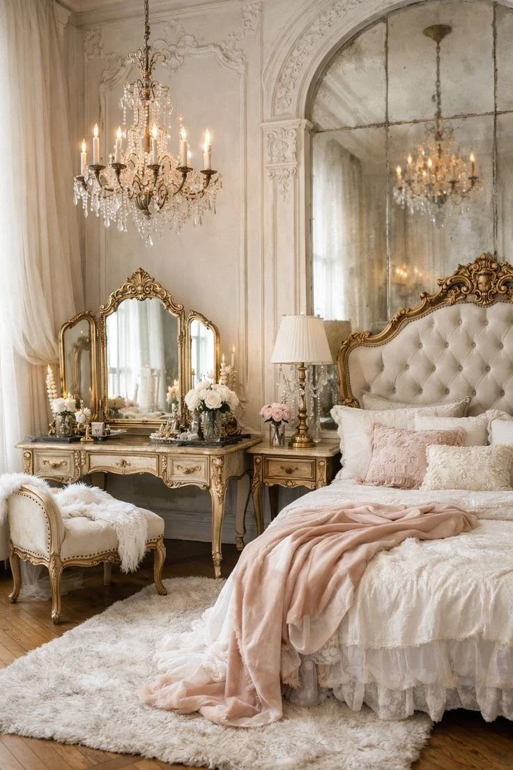 Elegant interieur met spiegels en kroonluchters